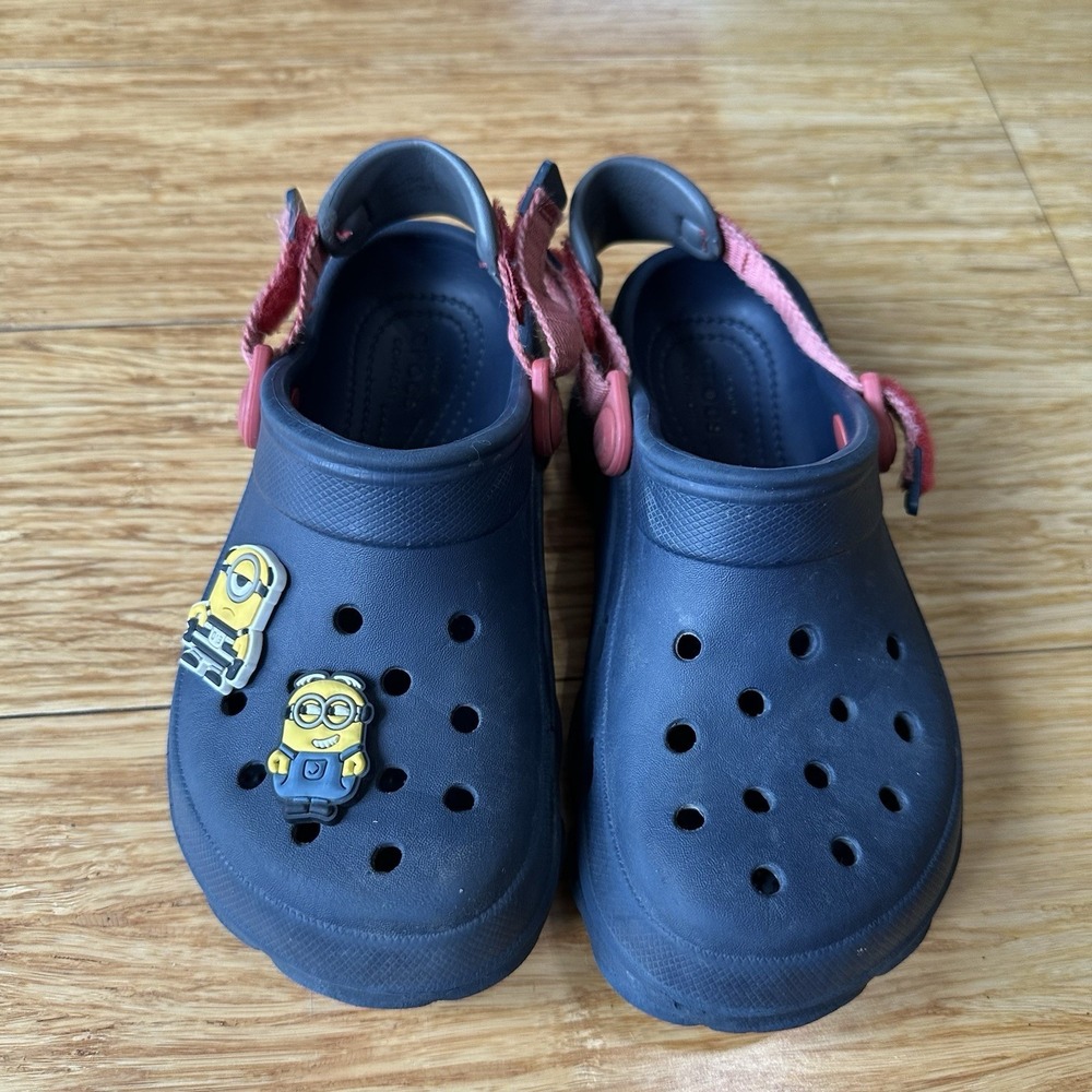 Boys Blue Crocs Size 13 Minnion Jibitz